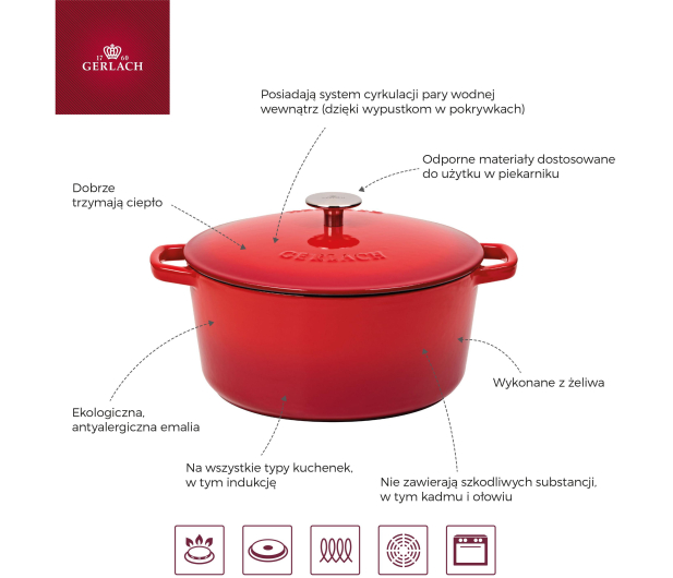 GERLACH Garnek żeliwny Natur Iron - 26cm - 1416205 - zdjęcie 4